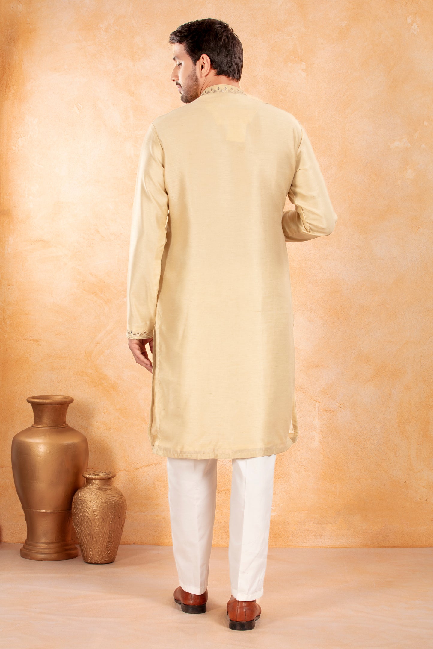 Beige Gold Gota Patti Kurta