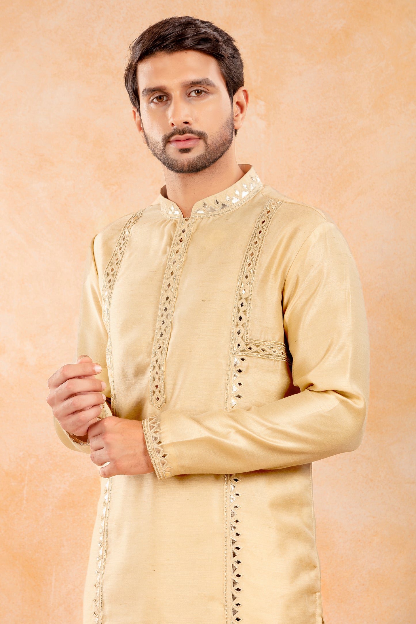 Beige Gold Gota Patti Kurta