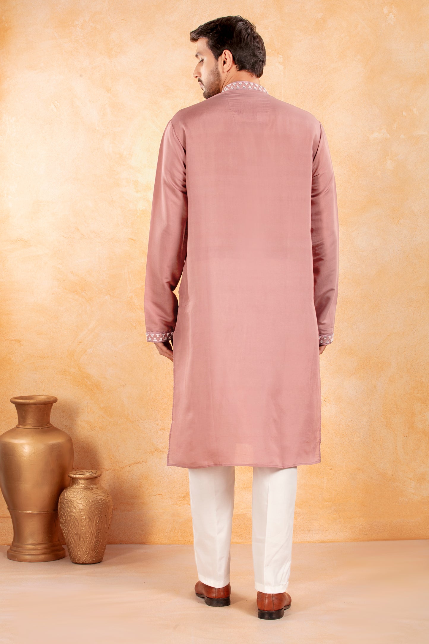 Rose Mist Beaded Embroidery Kurta Set