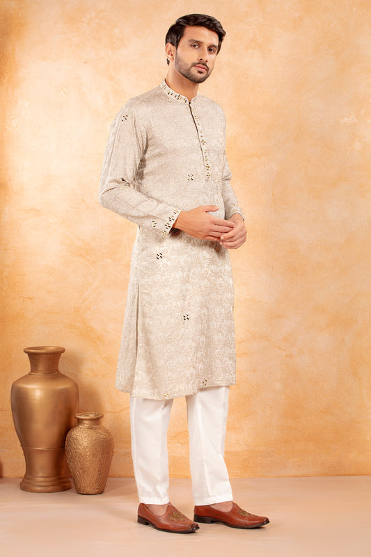 Silver Mirage Embroidered Kurta Set