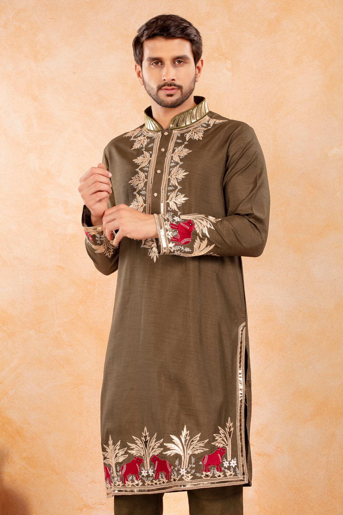 Olive Festive Kurta Set