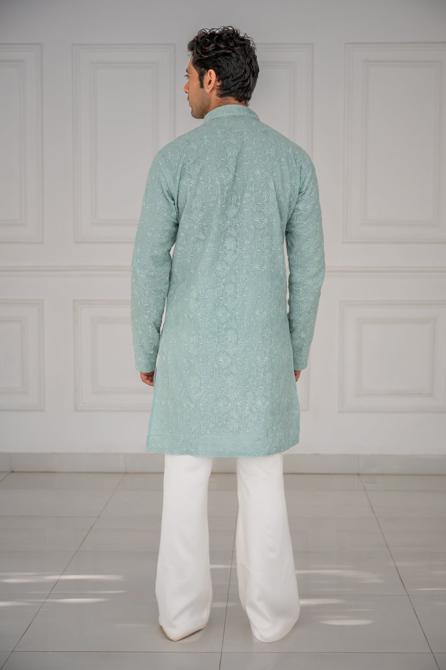 Sea Blue Chanderi Kurta Set