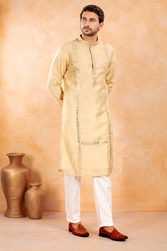 Beige Gold Gota Patti Kurta