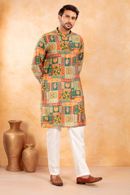 Festive Green Printed Kurta Set