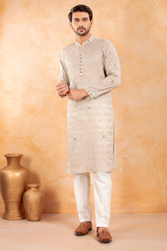 Silver Mirage Embroidered Kurta Set