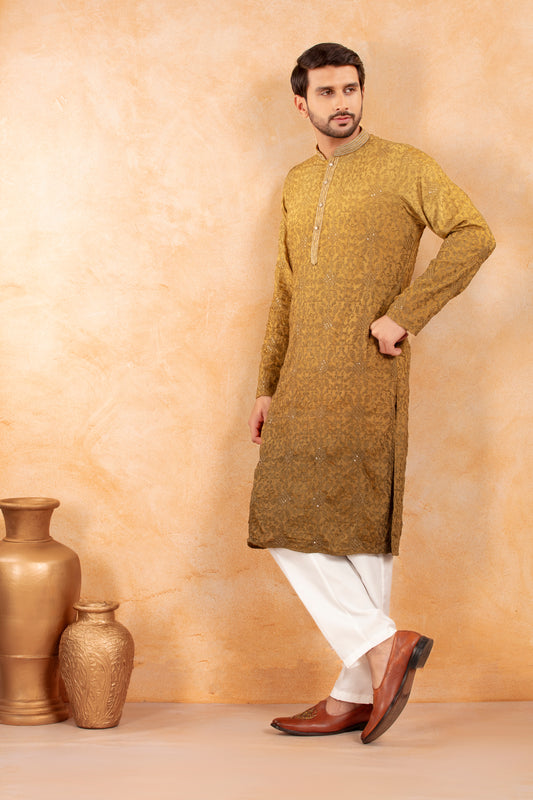 Amber Glow Ombre Kurta Set