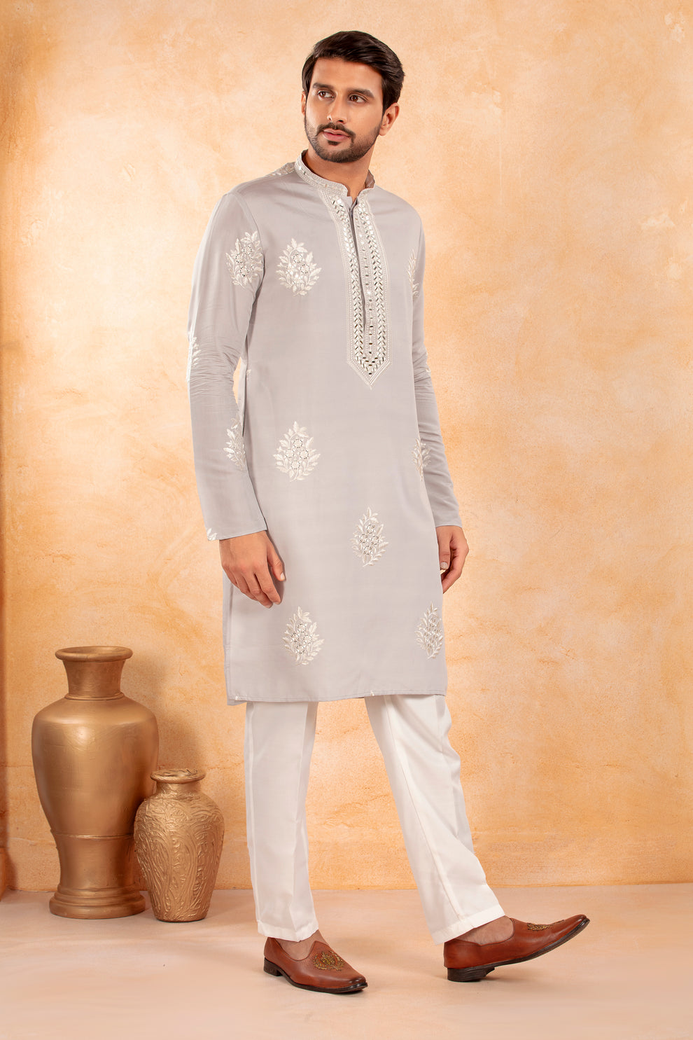 GREY GLEAM KURTA SET – swarnvarna