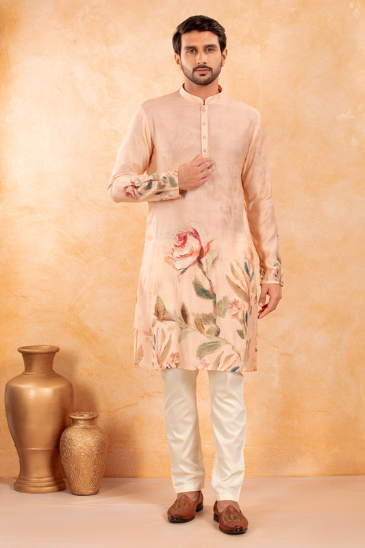 Blush Petal Print Kurta Set