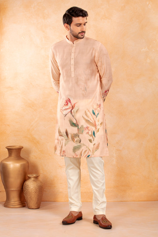 Blush Petal Print Kurta Set
