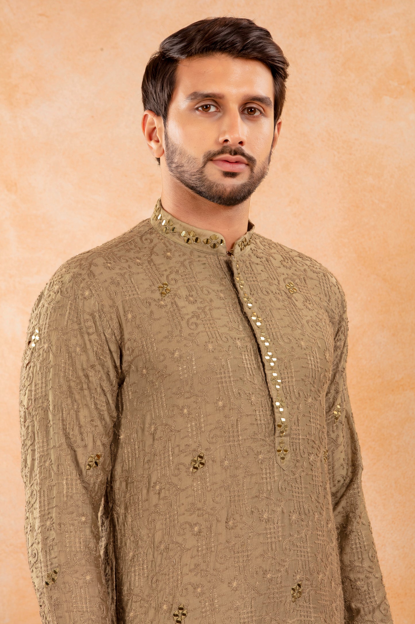 Olive Dune Embroidered Kurta Set