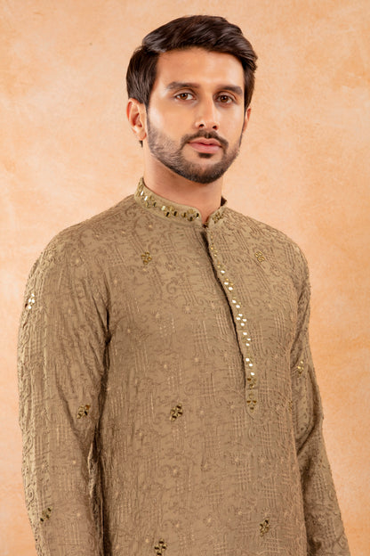 Olive Dune Embroidered Kurta Set