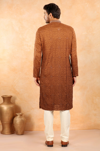 Rust Ember Ombre Kurta Set