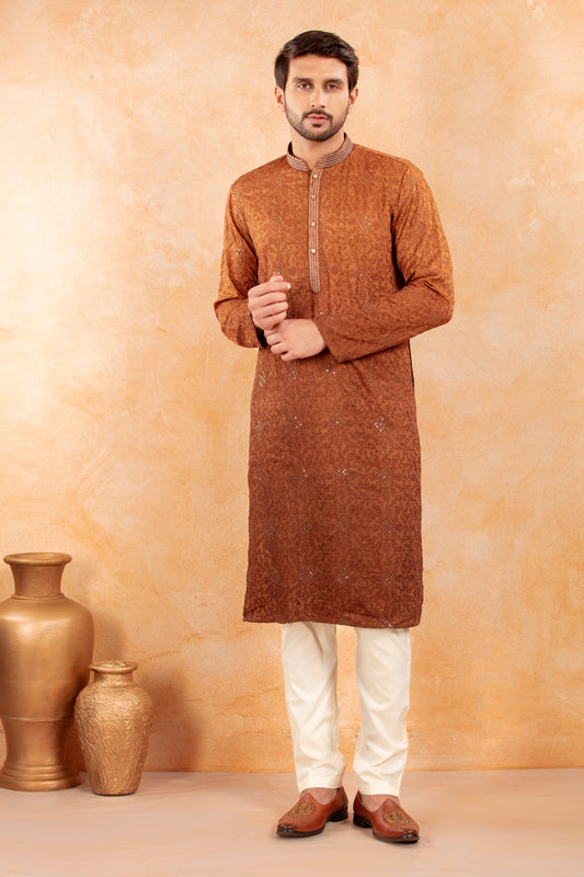 Rust Ember Ombre Kurta Set