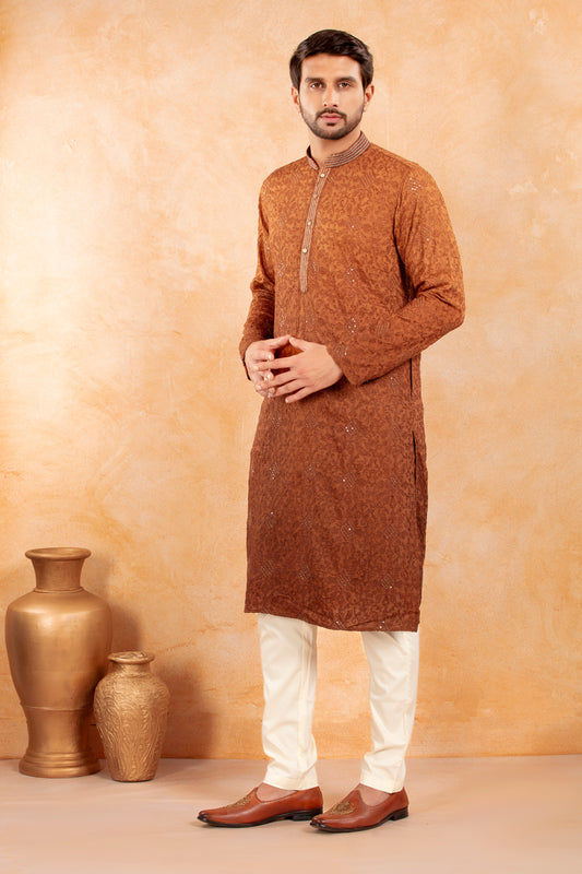 Rust Ember Ombre Kurta Set