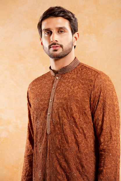 Rust Ember Ombre Kurta Set