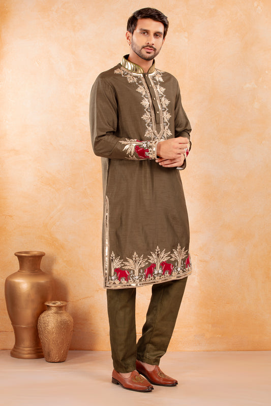 Olive Festive Kurta Set