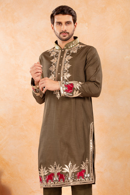 Olive Festive Kurta Set