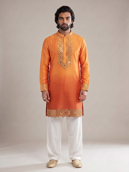SUNSET MIRROR SILK KURTA