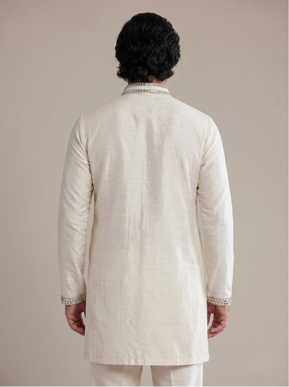 PEARL WHITE MIRROR KURTA