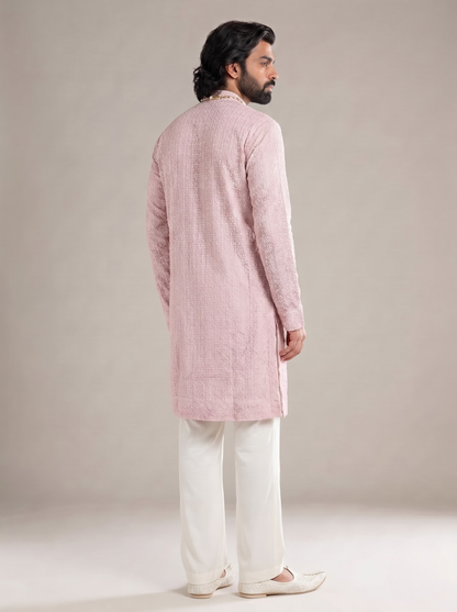Lilac Floral Jal Kurta Set