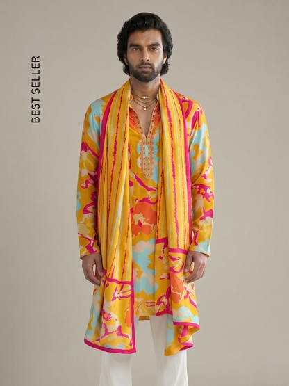 MUSTARD MULTICOLOUR MIRROR KURTA