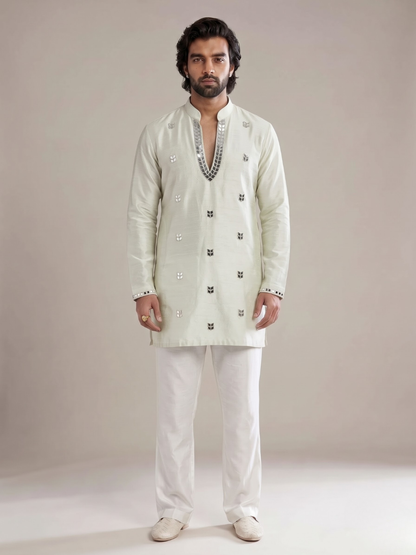 THE SIGNATURE IVORY MIRROR KURTA