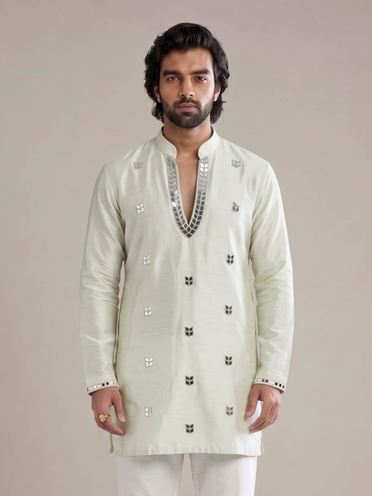 THE SIGNATURE IVORY MIRROR KURTA