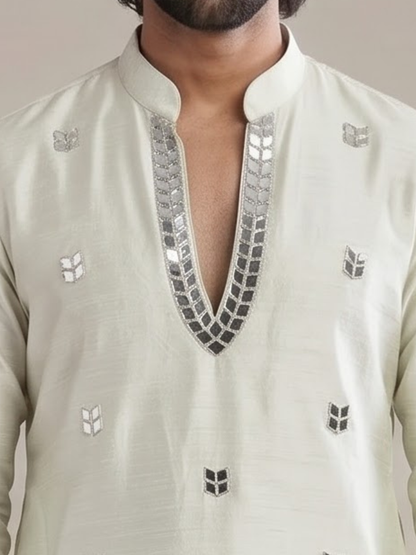 THE SIGNATURE IVORY MIRROR KURTA