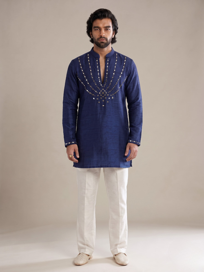 NAVY JEWEL MIRROR KURTA