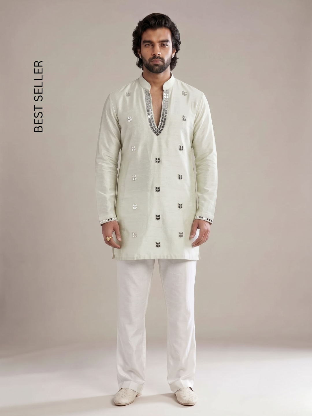THE SIGNATURE IVORY MIRROR KURTA