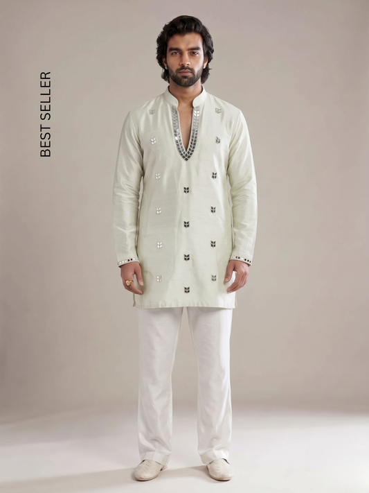 THE SIGNATURE IVORY MIRROR KURTA