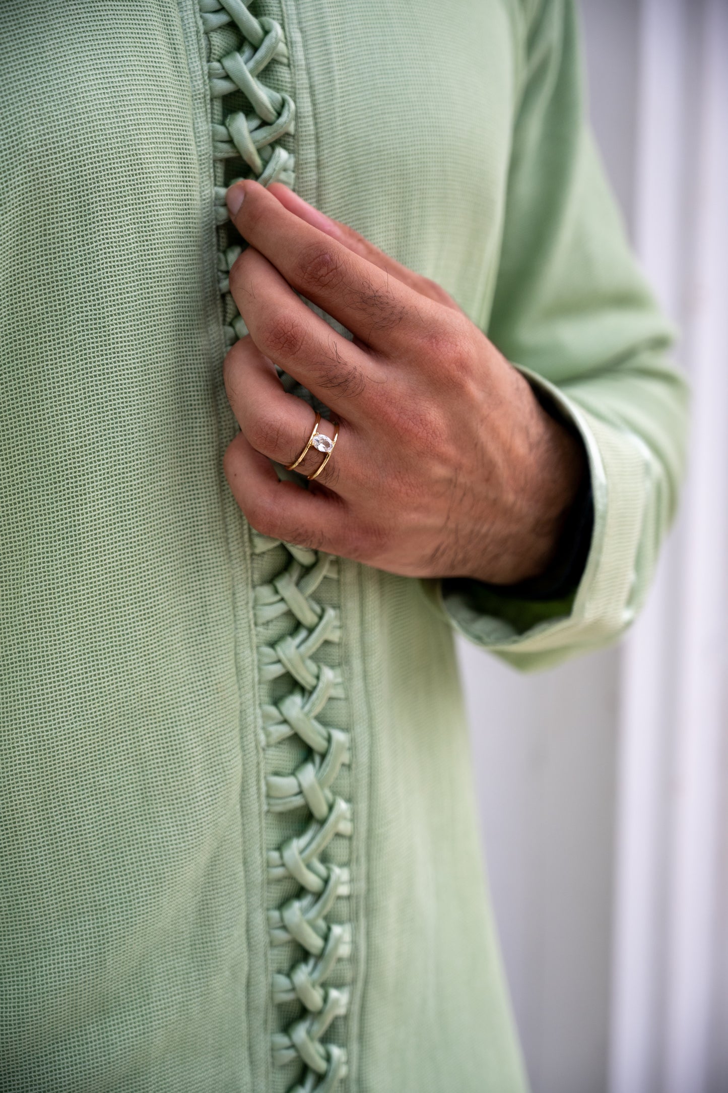 Mint Green Check Net Kurta Set