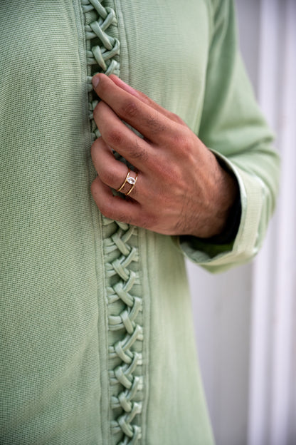 Mint Green Check Net Kurta Set