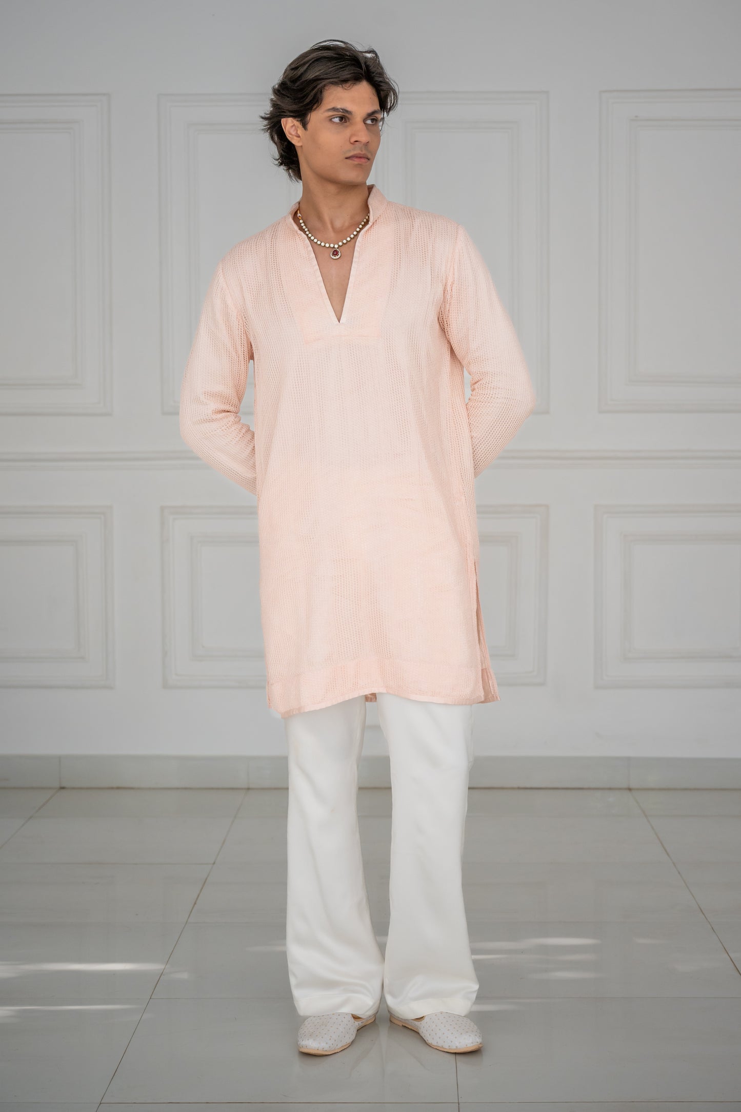 Powder Pink Jal Kurta Set