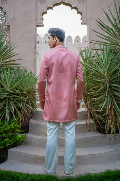Soft Pink Dori Silk Kurta Set