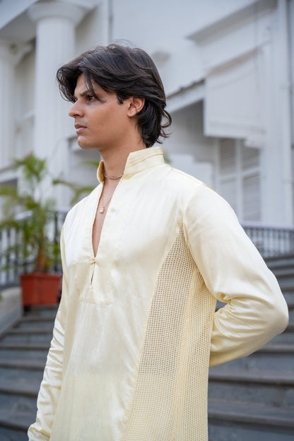Ivory Yellow Jal Kurta Set