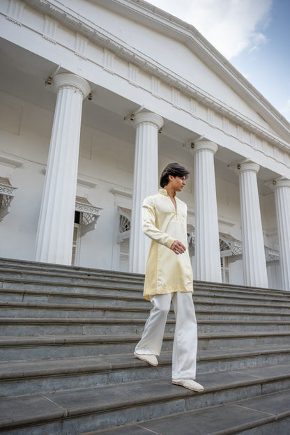 Ivory Yellow Jal Kurta Set