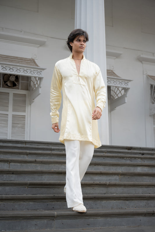 Ivory Yellow Jal Kurta Set