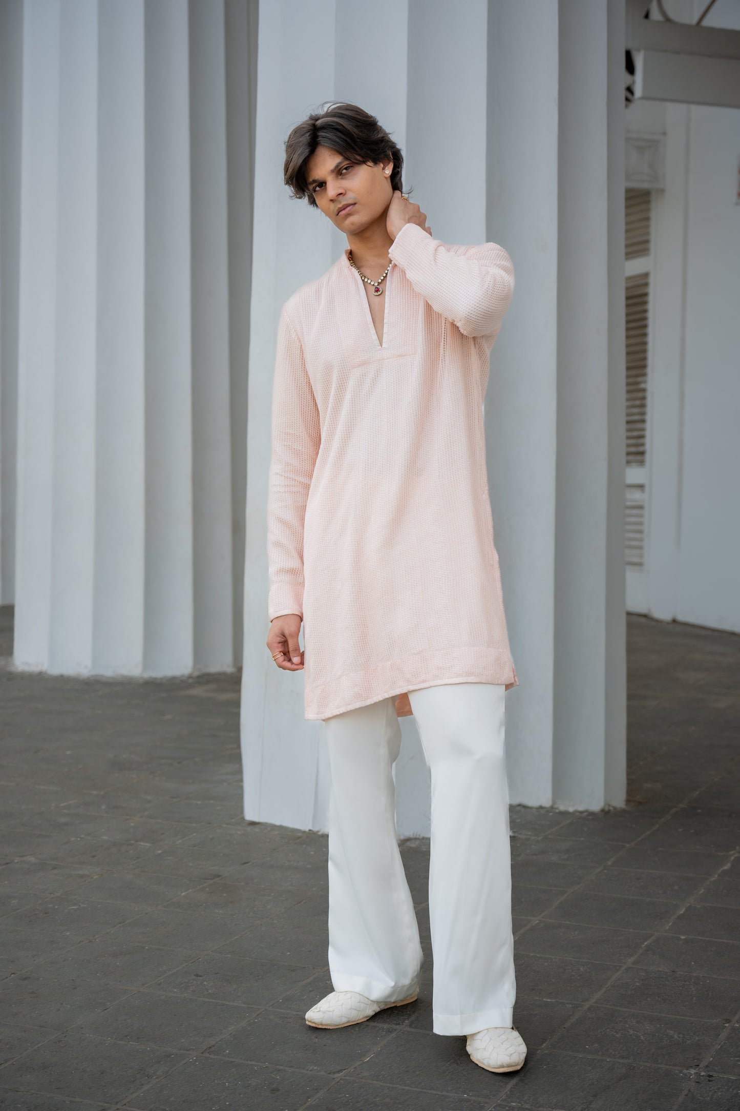 Powder Pink Jal Kurta Set