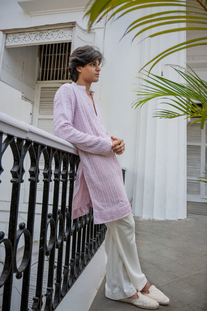 Lilac Floral Jal Kurta Set