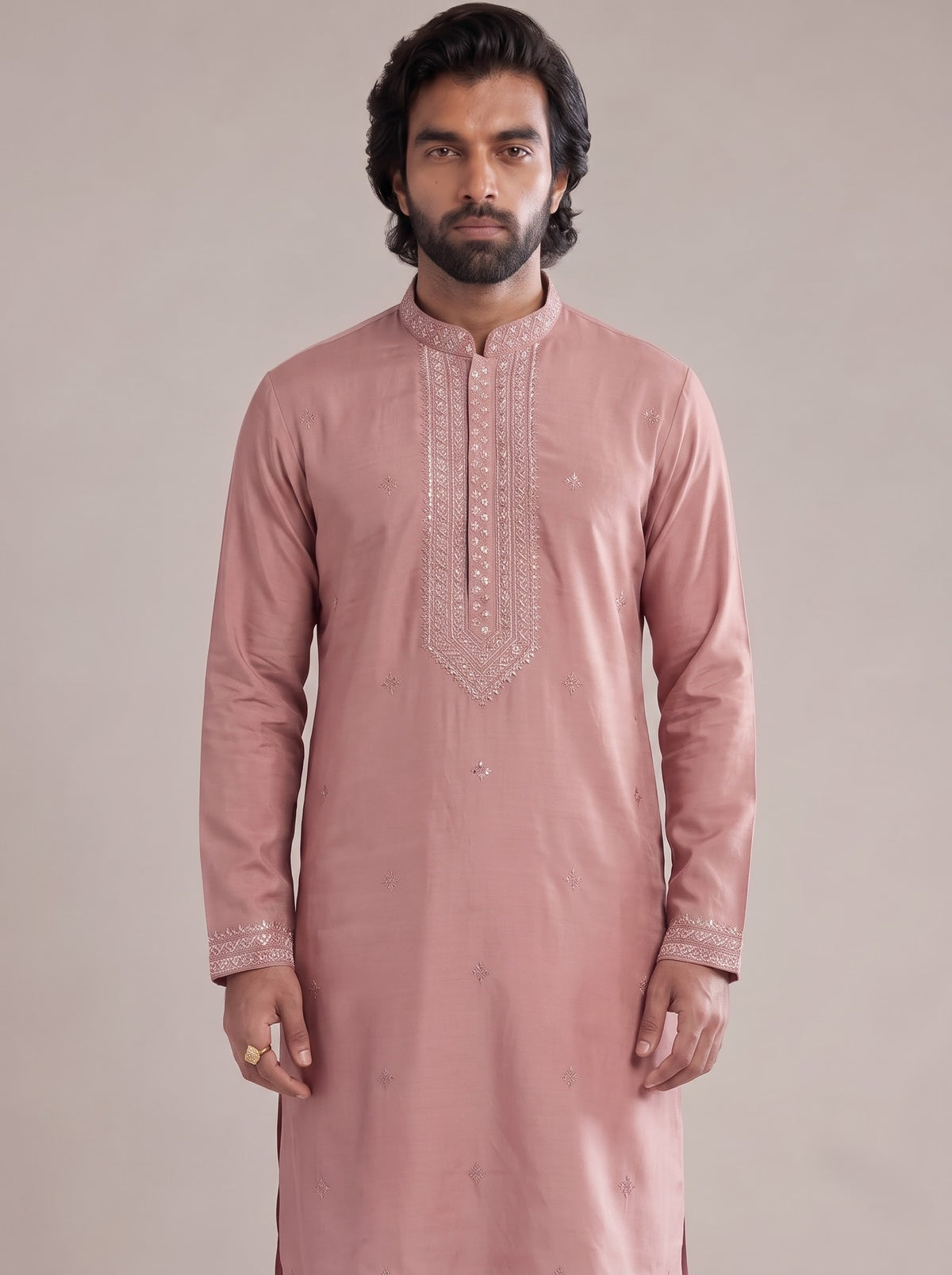 ROSE MIST BEADED EMBROIDERY KURTA SET