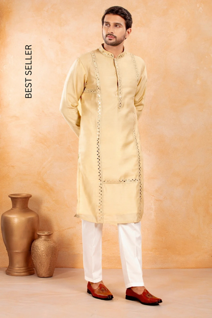 BEIGE GOLD GOTA PATTI KURTA